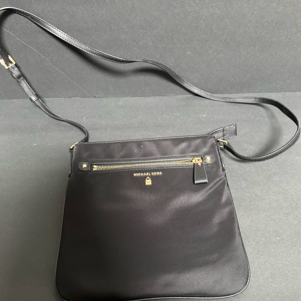 Michael Kors Black Crossbody Bag with Gold Accents